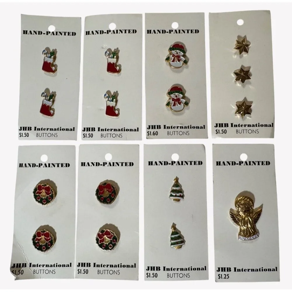 Vintage Hand Painted JHB‎ International New Old Stock Christmas Buttons Lot